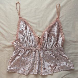 Irene’s Story pink fuzzy lace tank top